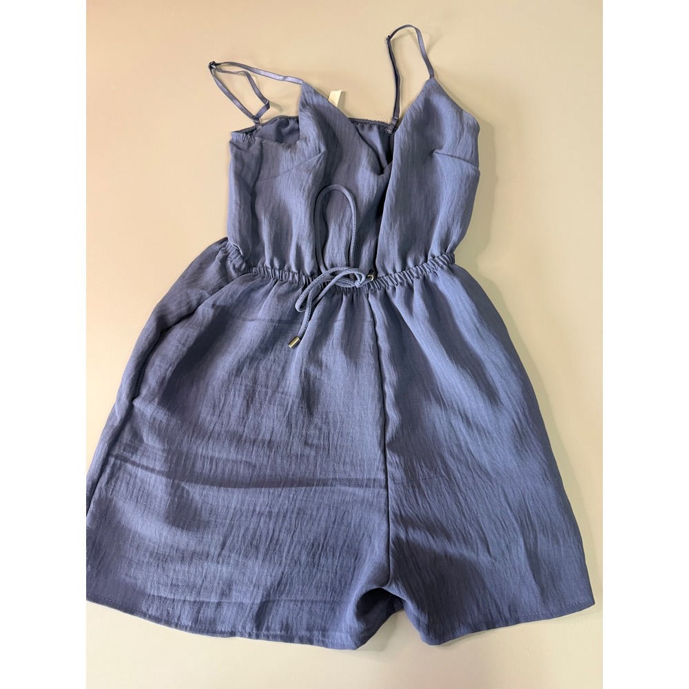 7DAY WKND Women Blue Sleeveless Drawstring Waist Romper 7A2041 Size Small